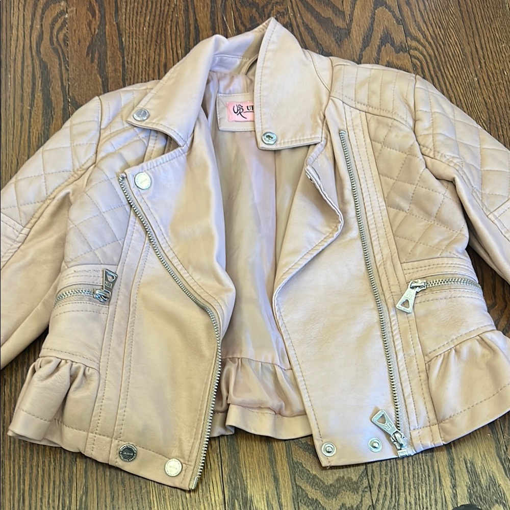 Urban Republic Tan Moto Jacket Asymmetrical Zipper Fitted Silhouette